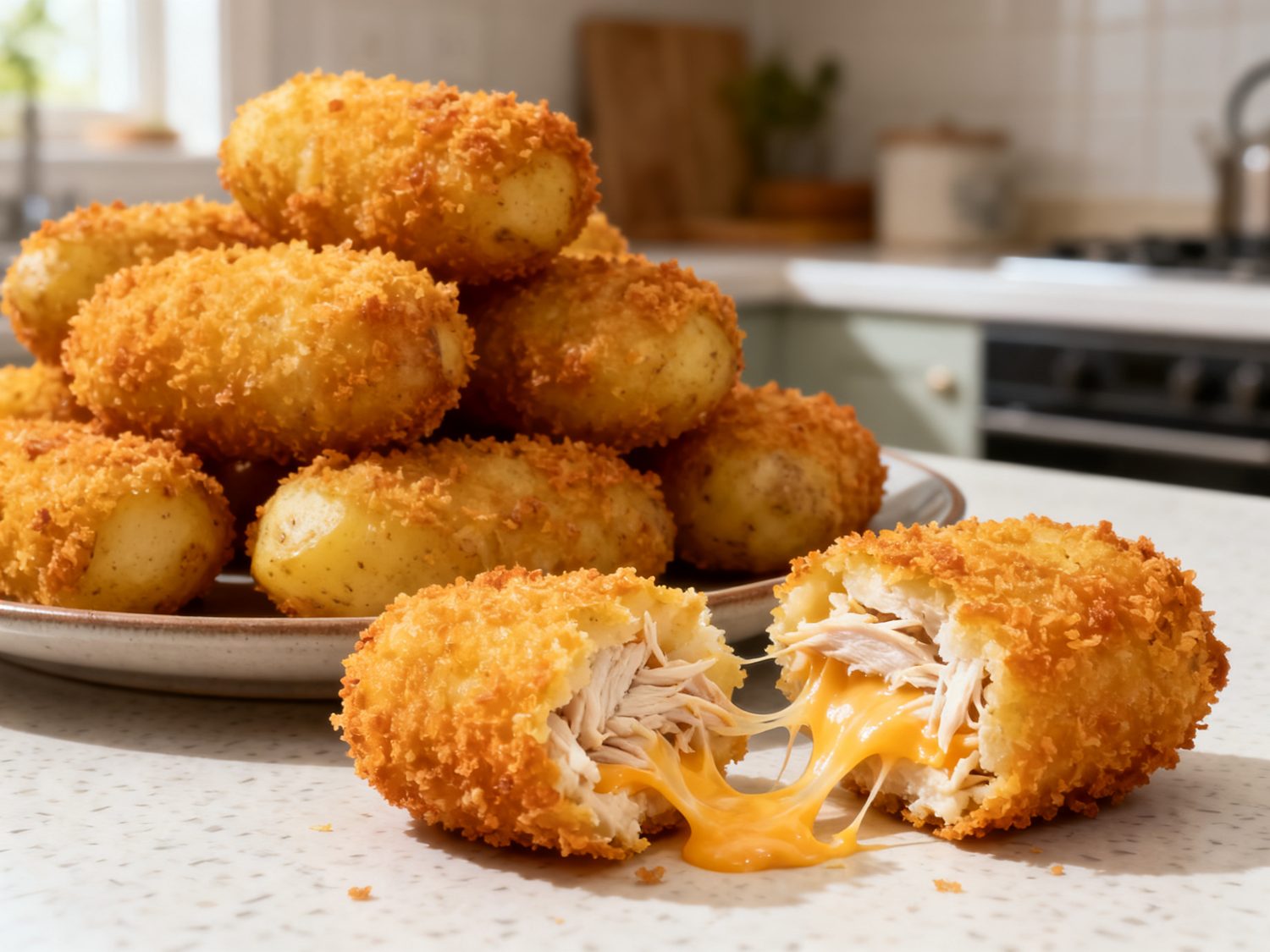 Bolinho crocante de batata com frango