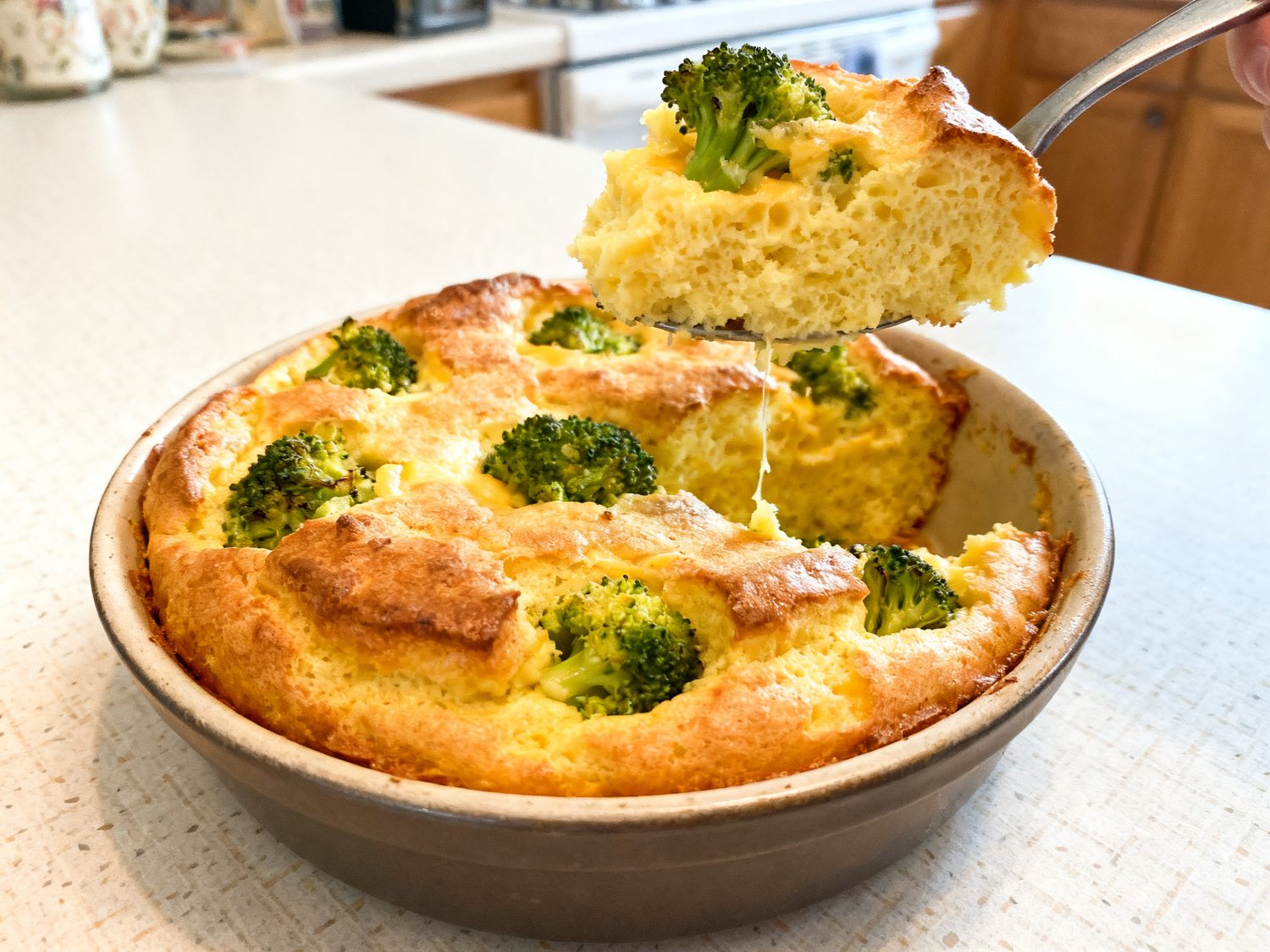 Torta suflê de brócolis com queijo