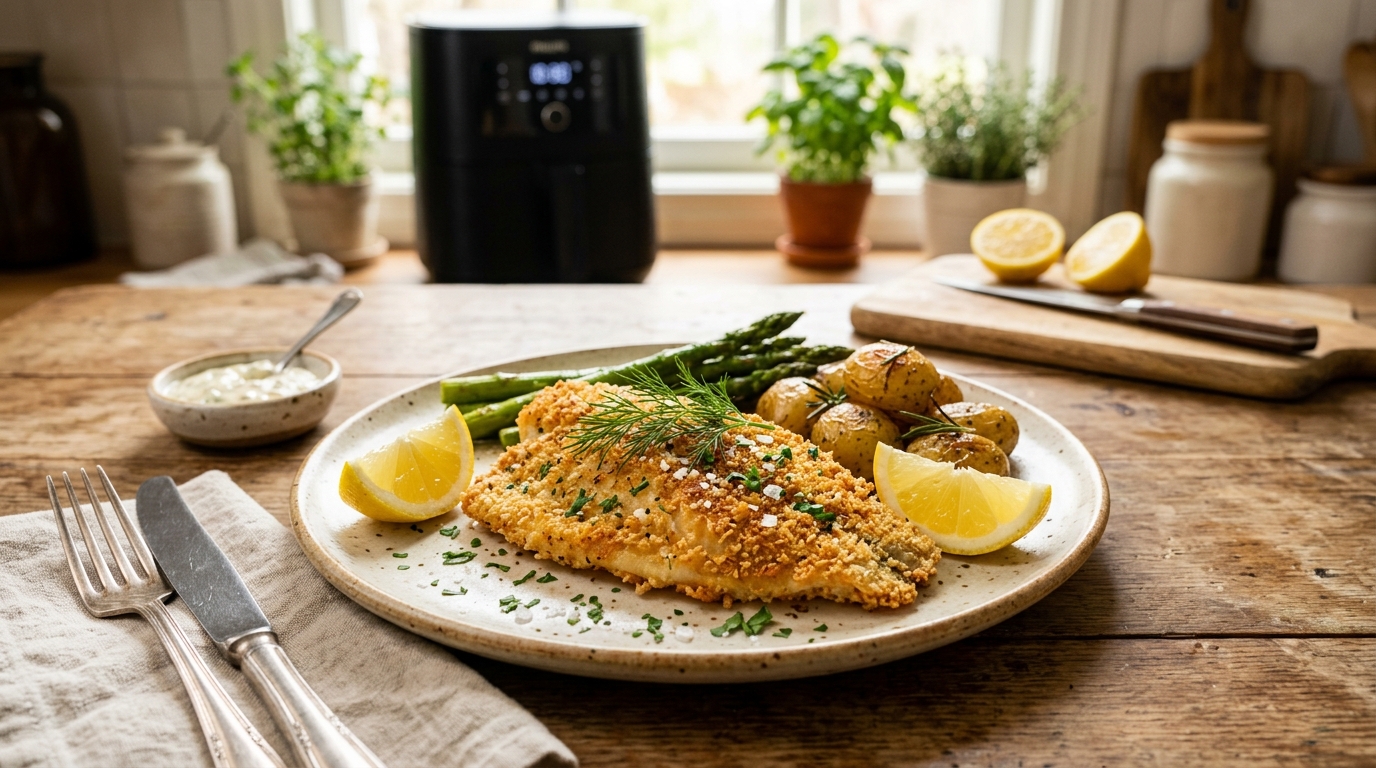 Filé de tilápia crocante na airfryer